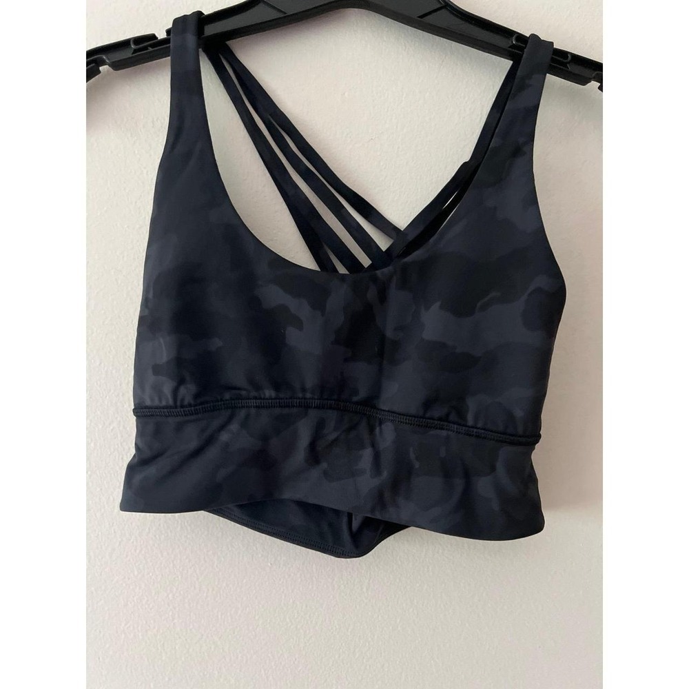 Lululemon Free To Be Bra Black Gray Camo Size 6